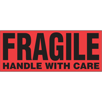 "Fragile Handle with Care" Special Handling Labels, 5" L x 2" W, Black on Red EastCoast Offshore Supplies