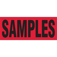 "Samples" Special Handling Labels, 5" L x 2" W, Black on Red EastCoast Offshore Supplies