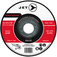 POWER ABRASIVE&reg; Grinding Wheel, 5" x 1/4", 7/8" Arbor, Type 27 EastCoast Offshore Supplies