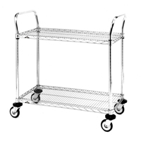 Chariot utilitaire &agrave; usage standard avec tablettes en treillis m&eacute;tallique, Chrom&eacute;, 24" x 39" x 36", Capacit&eacute; 375 lb EastCoast Offshore Supplies