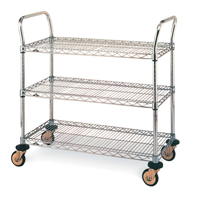 Chariot utilitaire &agrave; usage standard avec tablettes en treillis m&eacute;tallique, Chrom&eacute;, 24" x 39" x 36", Capacit&eacute; 375 lb EastCoast Offshore Supplies