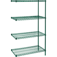 &eacute;tag&egrave;res robustes en treillis m&eacute;tallique au fini &eacute;poxy vert, Ensemble de Ajout, 4 Tablettes, 36" la x 63" h x 18" p EastCoast Offshore Supplies