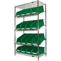 &eacute;tag&egrave;re en treillis m&eacute;tallique &agrave; tablettes inclin&eacute;es avec bacs, Tiers 5, 36" la x 63" h x 18" p EastCoast Offshore Supplies