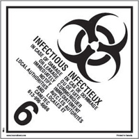 TDG Shipping Labels, Class 6.2, Infectious Substances, Paper EastCoast Offshore Supplies