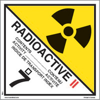 TDG Shipping Labels, Class 7, Radioactive II, Paper EastCoast Offshore Supplies