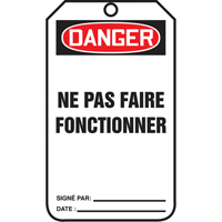 &eacute;tiquettes de verrouillage, Papier cartonn&eacute;, 3-1/8" la x 5-7/8" h, Français EastCoast Offshore Supplies