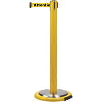 Barri&egrave;res sur pieds pour le contr&ocirc;le des foules, Acier, 35" h, Ruban Jaune, Longueur du ruban 7' EastCoast Offshore Supplies