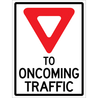 Enseigne enroulable de circulation  Yield to Oncoming Traffic , 36" x 48", Vinyle, Anglais avec pictogramme EastCoast Offshore Supplies