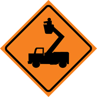 Man in Elevated Bucket Roll-Up Traffic Sign, 29-1/2" x 29-1/2", Vinyl, Pictogram EastCoast Offshore Supplies