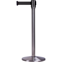 Barri&egrave;res sur pieds pour le contr&ocirc;le des foules, Acier, 35" h, Ruban Noir, Longueur du ruban 7' EastCoast Offshore Supplies