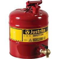 Bidon avec robinet s&eacute;curitaires pour laboratoires, Type I, Acier, 5 gal. US, Rouge, Homologu&eacute; FM EastCoast Offshore Supplies