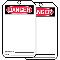 &eacute;tiquettes de s&eacute;curit&eacute; avec ent&ecirc;te vierge, Papier cartonn&eacute;, 3-1/8" la x 5-7/8" h, Français EastCoast Offshore Supplies