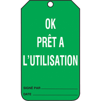 &eacute;tiquettes de s&eacute;curit&eacute; d'inspection et de contr&ocirc;le de l'&eacute;tat de l'&eacute;quipement, Papier cartonn&eacute;, 3-3/8" la x 5-7/8" h, Français EastCoast Offshore Supplies