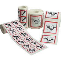 &eacute;tiquettes avec pictogrammes SGH, Vinyle, Rouleau, 4" lo x 4" la EastCoast Offshore Supplies
