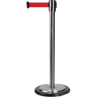 Barri&egrave;res sur pieds pour le contr&ocirc;le des foules, Acier, 35" h, Ruban Rouge, Longueur du ruban 12' EastCoast Offshore Supplies