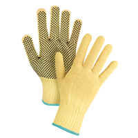 Gants tricot&eacute;s sans couture &agrave; pois, Taille T-Grand/10, Calibre 7, Rev&ecirc;tement PVC, Enveloppe en Kevlar, ASTM ANSI niveau A2/EN 388 niveau 3 EastCoast Offshore Supplies