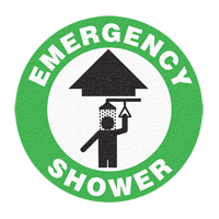 "Emergency Shower" Floor Sign, Adhesive, English with Pictogram EastCoast Offshore Supplies