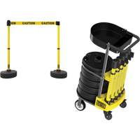 PLUS Barrier Post Cart Kit with Tray, 75' L, Metal, Yellow EastCoast Offshore Supplies