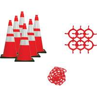 Ensemble de c&ocirc;nes de signalisation et chaînes, 28", Orange, Bande(s) r&eacute;fl&eacute;chissante(s) 4" & 6" EastCoast Offshore Supplies
