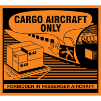 "Cargo Aircraft Only" Handling Labels, 4-3/4" L x 4-1/4" W, Orange EastCoast Offshore Supplies