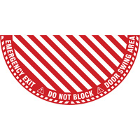 "Emergency Exit" Half Circle Swing Door Floor Sign, Adhesive, English with Pictogram EastCoast Offshore Supplies