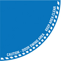 "Caution" Quarter Circle Swing Door Floor Sign, Adhesive, English with Pictogram EastCoast Offshore Supplies