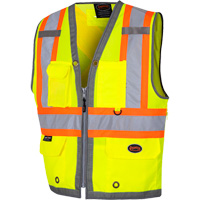 6673 Mesh-Back Zip-Front Surveyor's Vest, High Visibility Lime-Yellow, Small, Polyester EastCoast Offshore Supplies