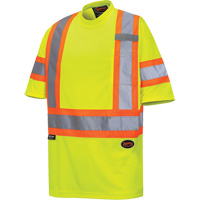 6971 Bird's-Eye Safety T-Shirt, Polyester, X-Small, High Visibility Lime-Yellow EastCoast Offshore Supplies