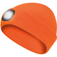 5675 Tuque en tricot avec lampe frontale &agrave; DEL, Doublure en Molleton, Taille unique, Orange haute visibilit&eacute; EastCoast Offshore Supplies