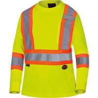 6969 Women's Bird's-Eye Long-Sleeved Safety Shirt, Polyester, X-Small, High Visibility Lime-Yellow EastCoast Offshore Supplies