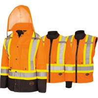 5020BBW Women's  7-in-1 Waterproof Jacket with Hood, Polyester/Polyurethane, High Visibility Orange, X-Small EastCoast Offshore Supplies