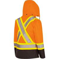 5020BBW Women's  7-in-1 Waterproof Jacket with Hood, Polyester/Polyurethane, High Visibility Orange, X-Small EastCoast Offshore Supplies