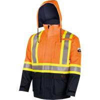 4484 Manteau de s&eacute;curit&eacute; Defender antistatique/ignifuge/anti-arc &eacute;lectrique en trilamin&eacute;, Petit, Noir/Orange haute visibilit&eacute;, 11 cal/cm² EastCoast Offshore Supplies