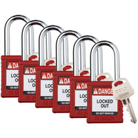 Cadenas de verrouillage Velocity, Rouge, Cl&eacute;s diff&eacute;rentes, Nylon, Largeur de 1-1/2" EastCoast Offshore Supplies