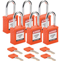 Cadenas de verrouillage Velocity, Orange, Cl&eacute;s diff&eacute;rentes, Nylon, Largeur de 1-1/2" EastCoast Offshore Supplies