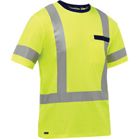 Chemise &agrave; manches courtes et X au dos Bisley, Poly-coton, Petit, Jaune lime haute visibilit&eacute; EastCoast Offshore Supplies