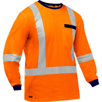 Chemise &agrave; manches longues et X au dos Bisley, Poly-coton, Petit, Orange haute visibilit&eacute; EastCoast Offshore Supplies