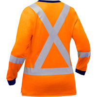 Chemise &agrave; manches longues et X au dos Bisley pour femmes, Poly-coton, Petit, Orange haute visibilit&eacute; EastCoast Offshore Supplies