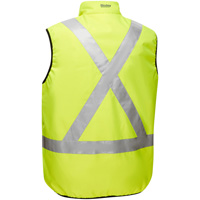 Bisley&reg; X-Back Reversible Puffer Vest, High Visibility Lime-Yellow, Small, Polyester EastCoast Offshore Supplies