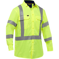 Chemise de travail &agrave; manches longues et X au dos Bisley avec X-Airflow, Poly-coton, Petit, Jaune lime haute visibilit&eacute; EastCoast Offshore Supplies
