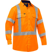 Chemise de travail &agrave; manches longues et X au dos Bisley avec X-Airflow, Poly-coton, Petit, Orange haute visibilit&eacute; EastCoast Offshore Supplies