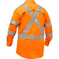 Chemise de travail &agrave; manches longues et X au dos Bisley avec X-Airflow, Poly-coton, Petit, Orange haute visibilit&eacute; EastCoast Offshore Supplies