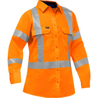 Chemise de travail &agrave; manches longues et X au dos Bisley avec X-Airflow pour femmes, Poly-coton, Petit, Orange haute visibilit&eacute; EastCoast Offshore Supplies