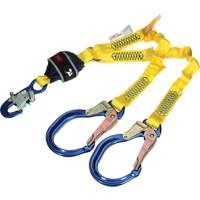 Twin-Leg Stretch Web Shock-Absorbing Lanyard, 4', Rebar Hook Center, Snap Hook Leg Ends EastCoast Offshore Supplies