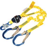 Twin-Leg Stretch Web Shock-Absorbing Lanyard, 6', Rebar Hook Center, Snap Hook Leg Ends EastCoast Offshore Supplies
