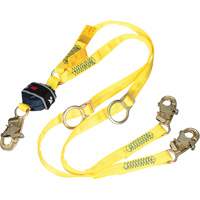 Twin-Leg Tie-Back Web Shock-Absorbing Lanyard, 6', Snap Hook Center, Snap Hook Leg Ends, Polyester EastCoast Offshore Supplies