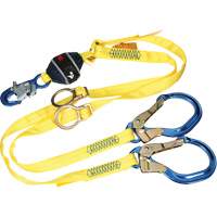 Twin-Leg Tie-Back Web Shock-Absorbing Lanyard, 6', Rebar Hook Center, Snap Hook Leg Ends, Polyester EastCoast Offshore Supplies