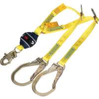 Twin-Leg Tie-Back Web Shock-Absorbing Lanyard, 4', Rebar Hook Center, Snap Hook Leg Ends, Polyester EastCoast Offshore Supplies