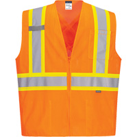 Contrast-Striped Safety Vest, High Visibility Orange, Small, Polyester EastCoast Offshore Supplies