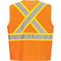 Contrast-Striped Safety Vest, High Visibility Orange, Small, Polyester EastCoast Offshore Supplies